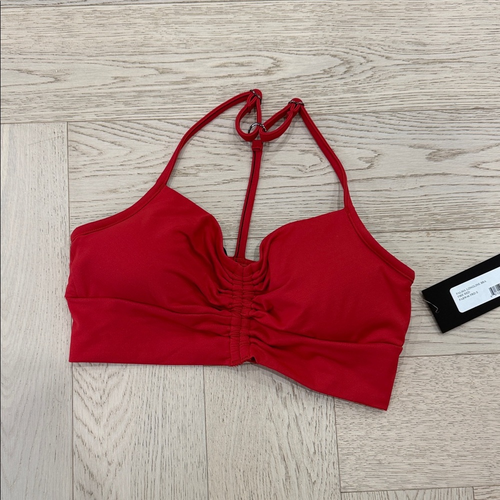 MICHI Red Ruched Front Sports Bra